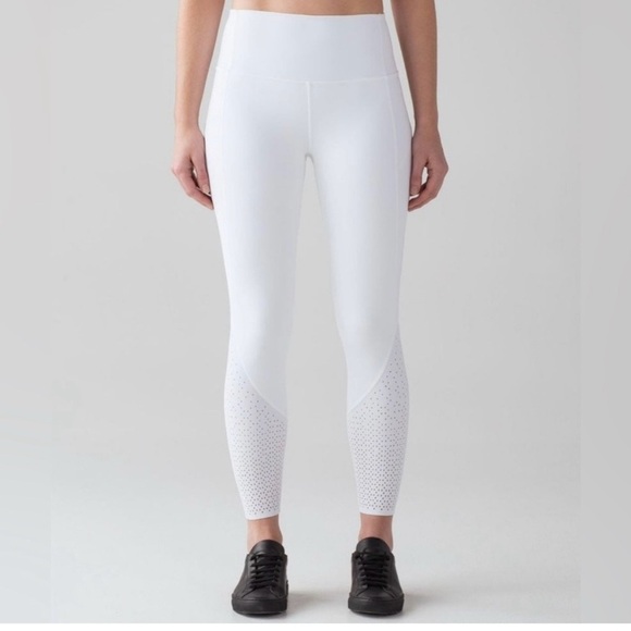 LULULEMON White High-Waisted Anew Tight Leggings with Perforated Detail n legs - Picture 3 of 11